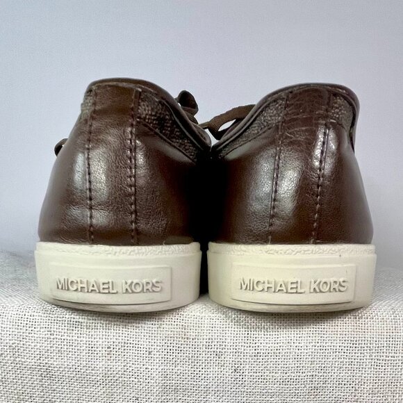 Michael Kors City Sneakers Brown Leather MK Logo Lace-Up Women’s Size 8.5M - Picture 3 of 16